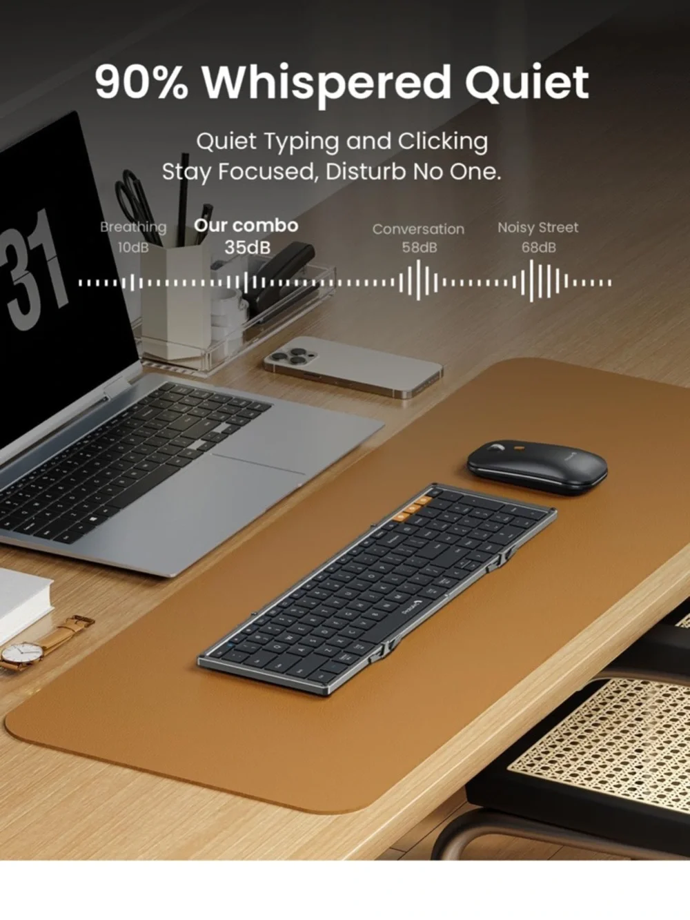 XKM01 Foldable Wireless Keyboard & Mouse Combo - Black